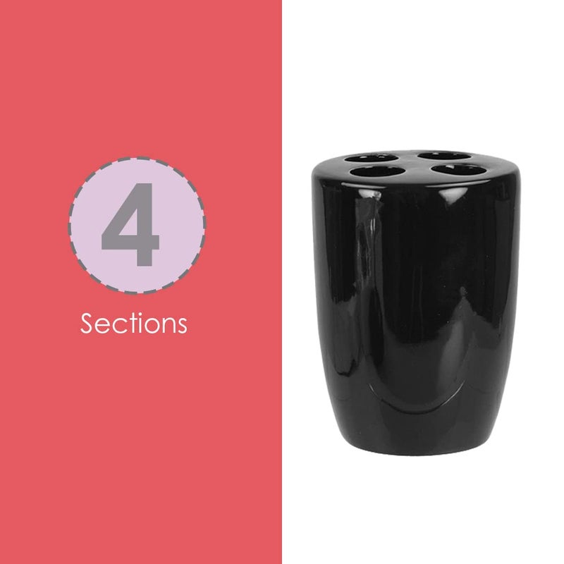 Home Basics 4-Piece Ceramic Bathroom Set (Black), By Home Basics | Contemporary Design Bathroom Accessory Sets | Accessories For Bathroom | Includes Soap Dish, Tumbler, Toothbrush Holder, and Lotion Dispenser - Image 5